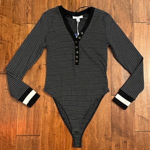 La Ligne x Target Black Striped Long Sleeve Bodysuit Sz Small